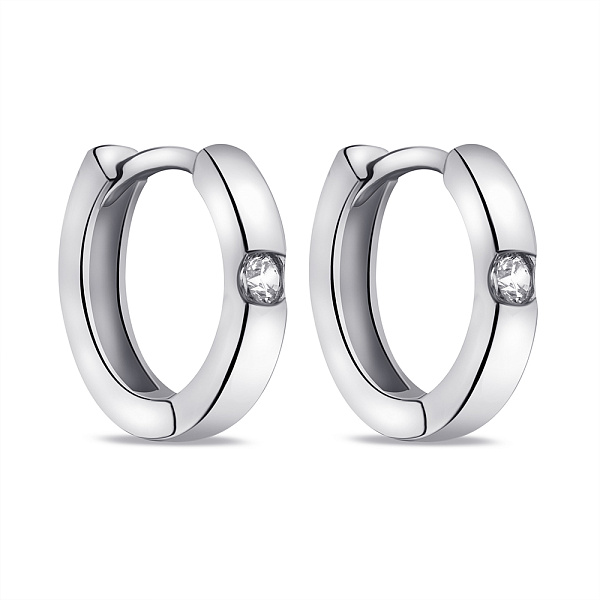 Серебряные серьги-кольца с фианитами (арт. 7502/9312/10) – изображение 1
