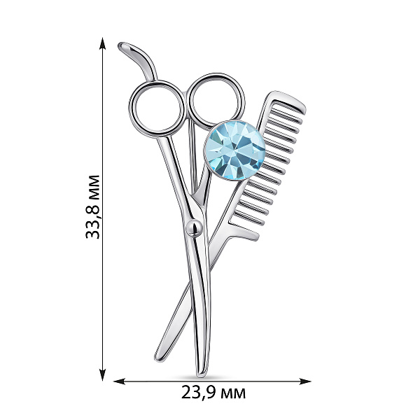 Серебряная брошь Ножницы с альпинитом (арт. 7505/241аг) – изображение 2