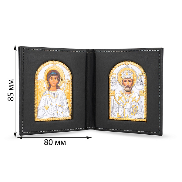 Икона Николай Чудотворец-Ангел Хранитель (80х85 мм) (арт. K-1/003-007G) – изображение 2