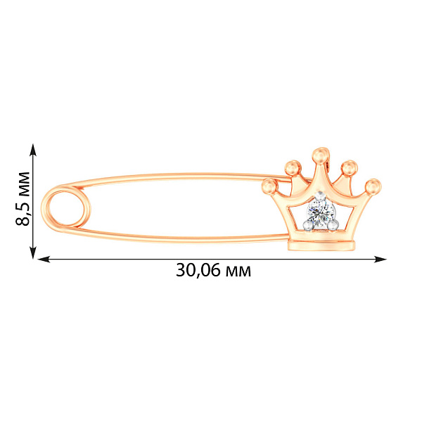 Золота шпилька Корона з фіанітом (арт. 360101) – зображення 3