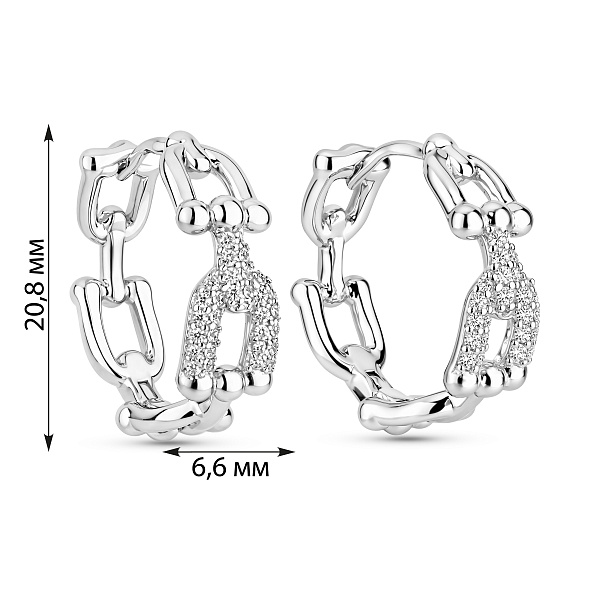 Серебряные серьги-кольца с фианитами (арт. 7502/10150/20) – изображение 2