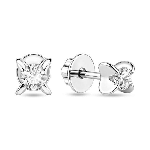 Серьги-пусеты из белого золота с фианитами (арт. 110270б) – изображение 1