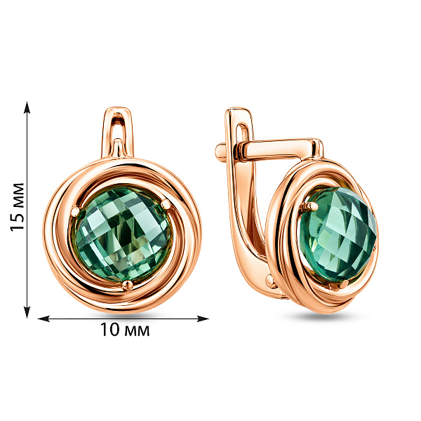 Серьги из красного золота с кварцем (арт. 110377Пз) – изображение 4