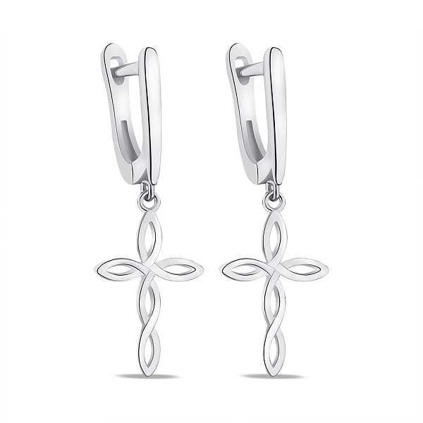 Ссерьги подвесы Крестики из серебра (арт. 7502/4918) – изображение 1