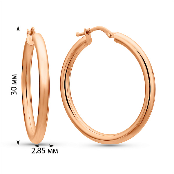 Серьги-кольца из красного золота (арт. 100945/30) – изображение 4