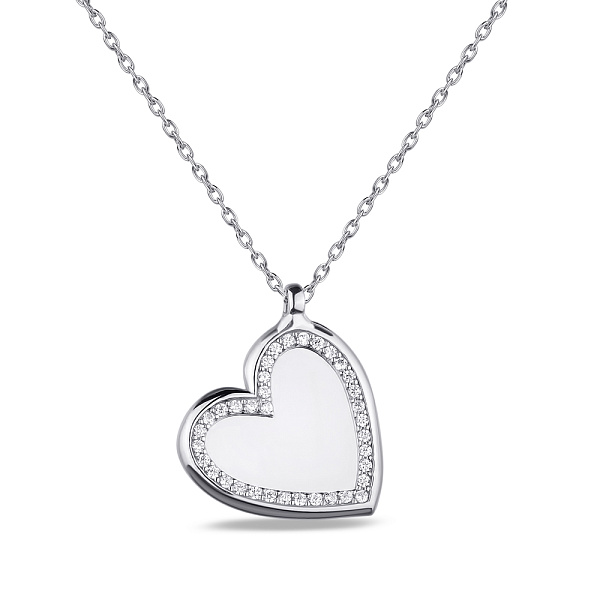 Серебряное колье Сердце с фианитами (арт. 7507/1643) – изображение 1