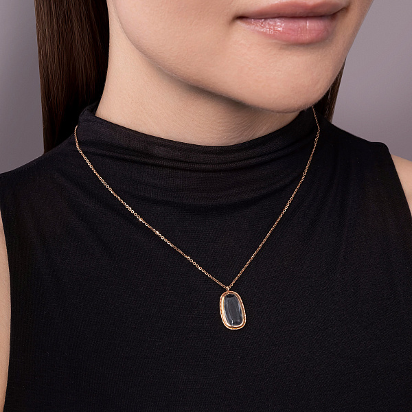 Золотое колье с голубым кварцем (арт. 352382Пкг) – изображение 2