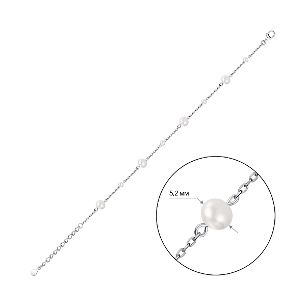 Серебряный браслет с жемчугом (арт. 7509/3972жб) – изображение 2