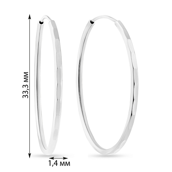 Серьги-кольца из белого золота (арт. 121902/35б) – изображение 3