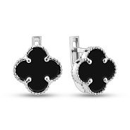 Фото Серьги из белого золота с ониксом (арт. 106087/10бо)