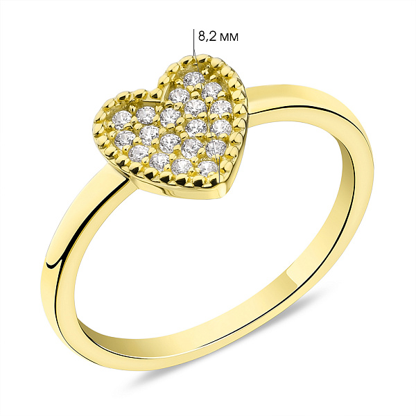 Кольцо из серебра Сердце с фианитами (арт. 7501/6483ж) – изображение 2