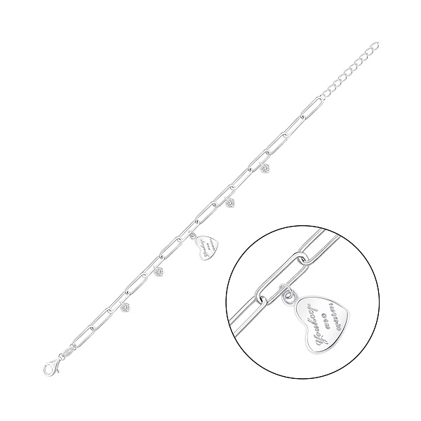 Серебряный браслет с подвеской сердечко с фианитами (арт. 7509/550268) – изображение 1