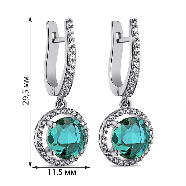 Серебряные серьги с кварцем и фианитами (арт. 7502/2287Пкз) – изображение 2