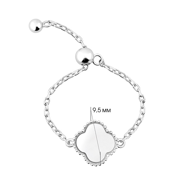 Серебряное кольцо Клевер с цепочкой (арт. 7501/8390/9п) – изображение 2