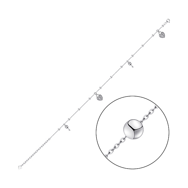 Серебряный браслет с подвесками и фианитами (арт. 7509/Б2Ф/1095-22н) – изображение 1