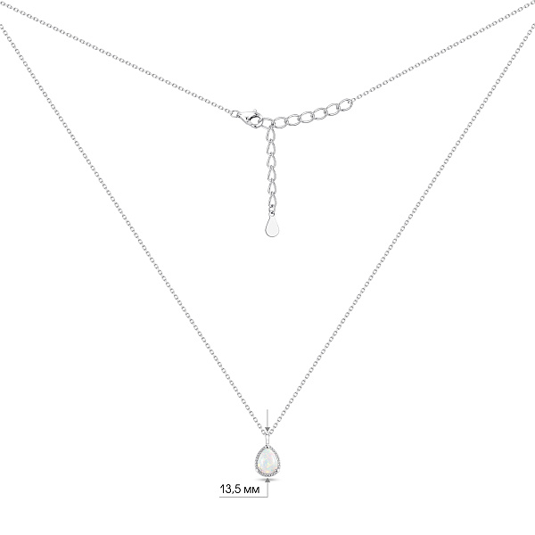 Серебряное колье с подвеской с опалом (арт. 7507/2620Поб) – изображение 3