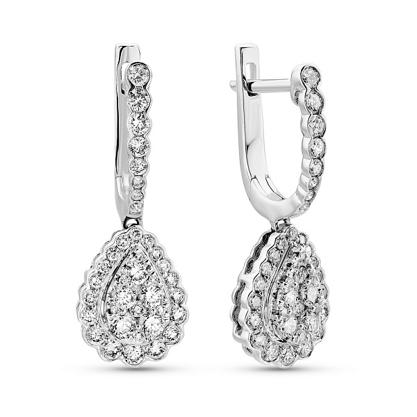 Серьги-подвески из белого золота с бриллиантами (арт. С341449090б) – изображение 1