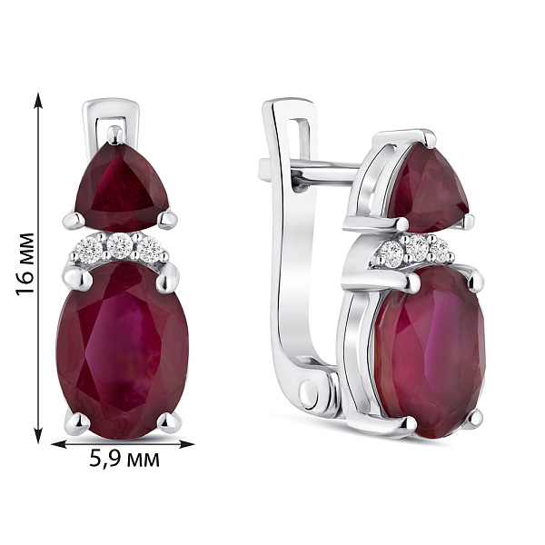 Серебряные серьги с рубином и фианитами (арт. 7502/2065333Р) – изображение 2
