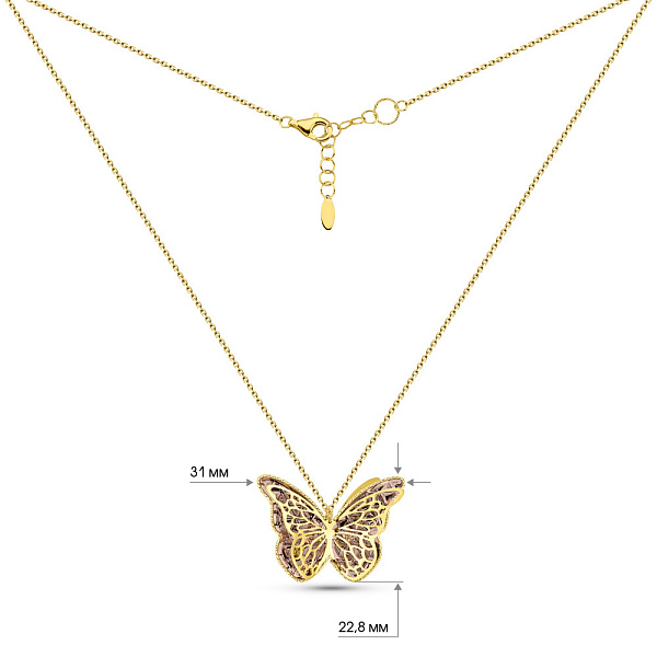 Золотое колье Бабочка Francelli (арт. 352713жкр) – изображение 4