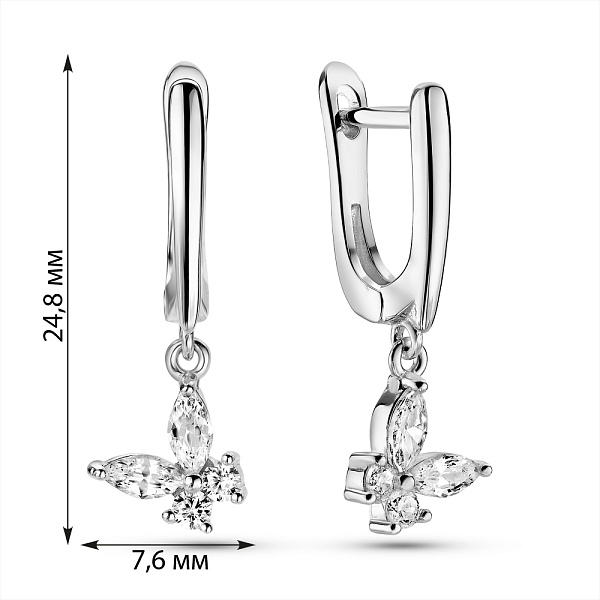 Серебряные серьги Бабочки с фианитами (арт. 7502/10066) – изображение 2