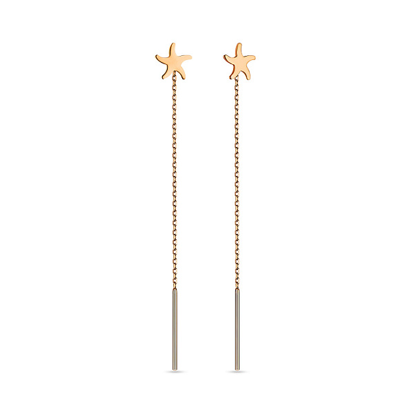 Сережки-протяжки из красного золота (арт. 105781) – изображение 1