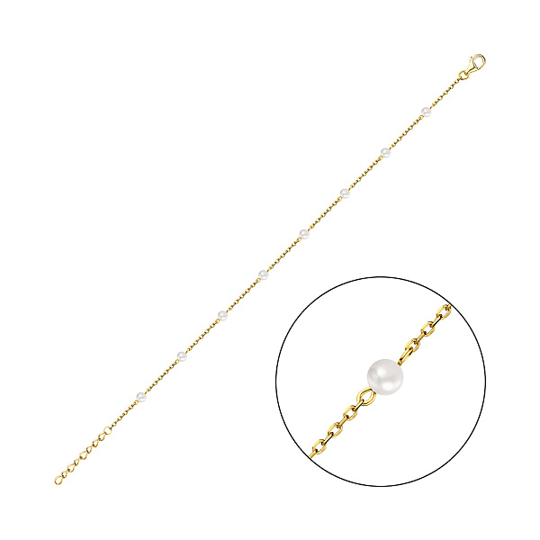 Серебряный браслет с жемчугом (арт. 7509/3704жжб) – изображение 1