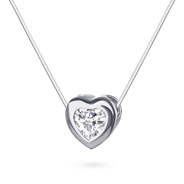 Серебряное колье невидимка с фианитом на леске (арт. 7607/888/2) – изображение 1