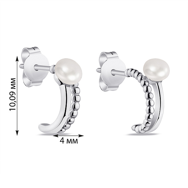 Серебряные пусеты с жемчугом (арт. 7518/6165жб) – изображение 2