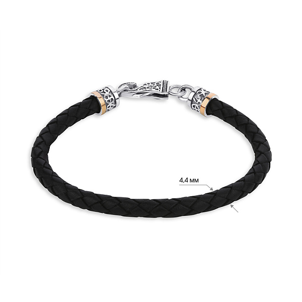 Браслет из кожи с серебряной застежкой (арт. 7209/1168Б) – изображение 2