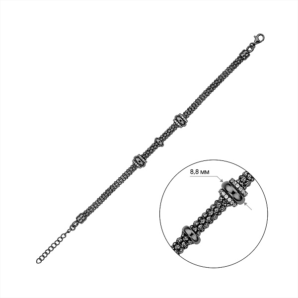 Серебряный браслет с фианитами (арт. 7509/4729ч) – изображение 2