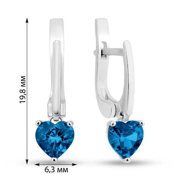 Серебряные серьги Сердце с топазом (арт. 7502/618Плсп) – изображение 2