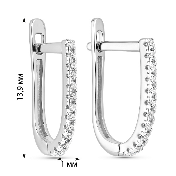 Серьги из белого золота с дорожкой из фианитов (арт. 110850б) – изображение 4