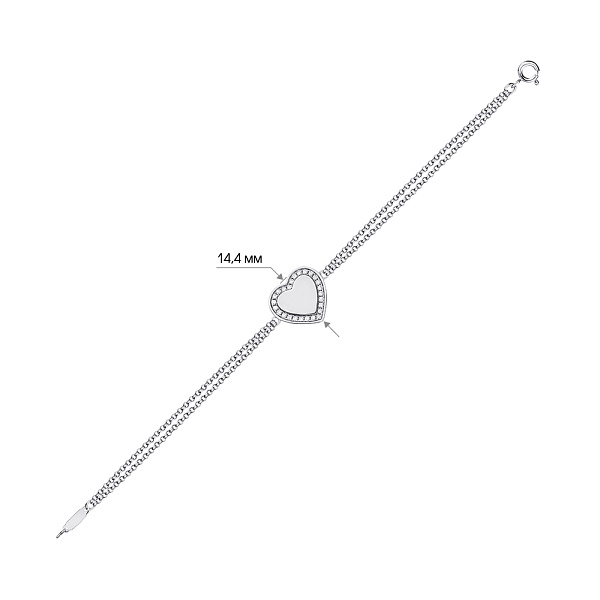 Браслет из серебра Сердце с фианитами (арт. 7509/3729) – изображение 2
