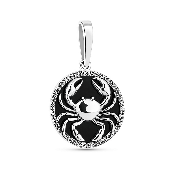 Серебряный кулон Рак с ониксом (арт. 7903/2490орк) – изображение 1