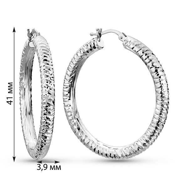 Сережки-кільця Francelli з білого золота з алмазною гранню (арт. 1092208/40ба) – зображення 4