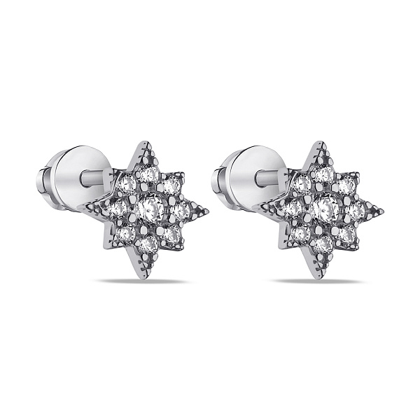Серебряные серьги Звезды с фианитами (арт. 7518/2123) – изображение 1