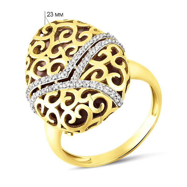 Золотое кольцо с крупным кварцем (арт. 152718жПкр) – изображение 5