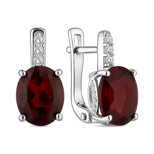 Серебряные серьги с гранатом и фианитами (арт. 7502/2035176Г) – изображение 1
