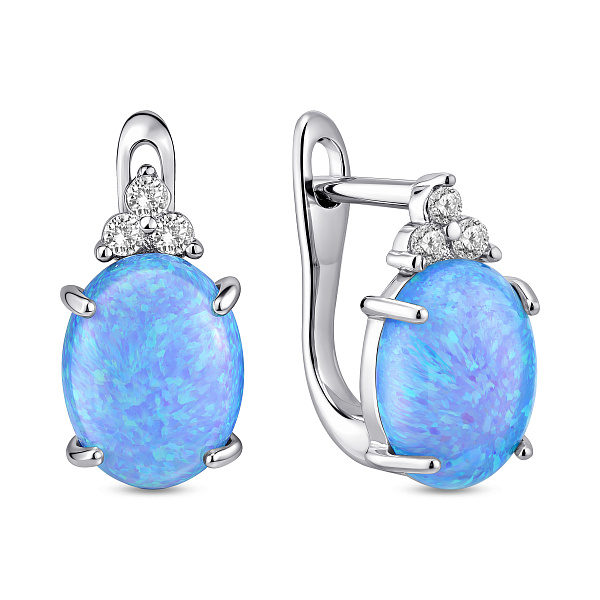 Серьги из серебра с опалом и фианитами (арт. 7502/10207Пос) – изображение 1