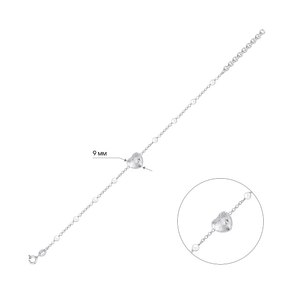 Серебряный браслет с жемчугом (арт. 7509/5165мжб) – изображение 2