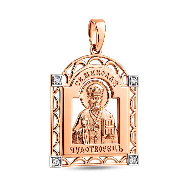 Золотая ладанка иконка Николай Чудотворец (арт. 440589) – изображение 1