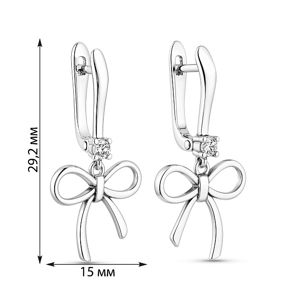Серебряные серьги Бантики с фианитами (арт. 7902/2006-1) – изображение 2