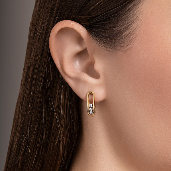 Серьги из желтого золота с фианитами (арт. 105683ж) – изображение 2