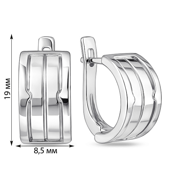 Серебряные серьги без камней (арт. 7502/10187) – изображение 2
