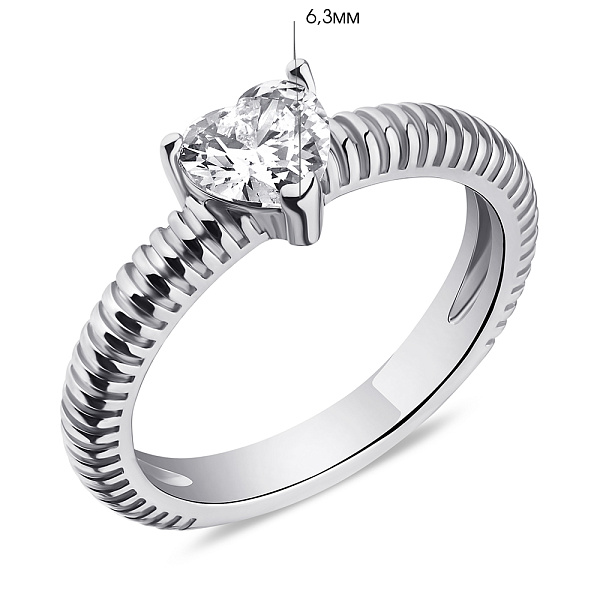 Серебряное кольцо Сердце с фианитом (арт. 7501/6720) – изображение 2