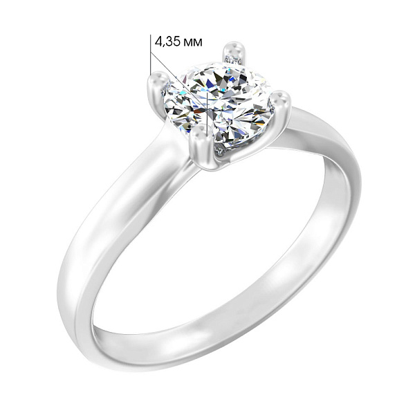 Кольцо из белого золота с бриллиантом (арт. К01109608046б) – изображение 3