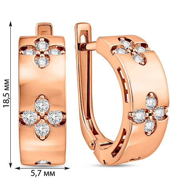 Серьги из красного золота с фианитами (арт. 111325) – изображение 5