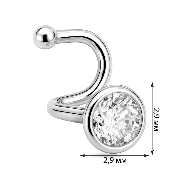 Серьга-пирсинг из белого золота с фианитом (арт. 360020б) – изображение 2
