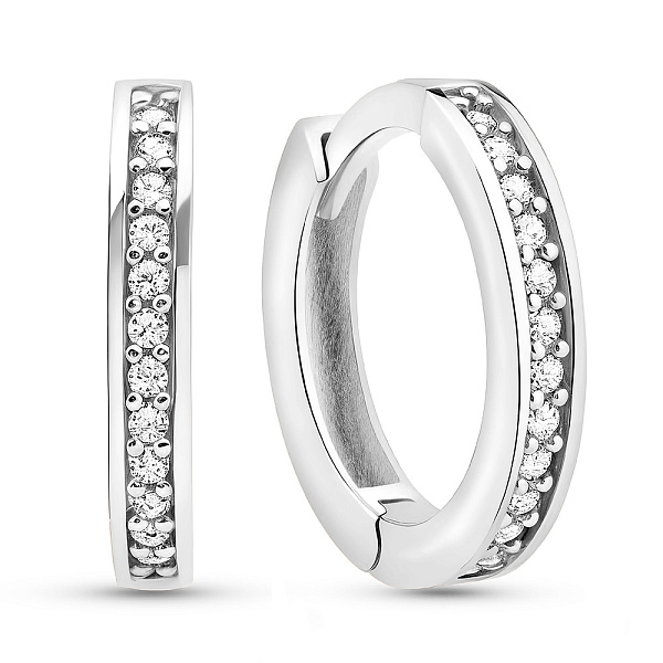 Золотые серьги-кольца с фианитами (арт. 1091011/15б) – изображение 1
