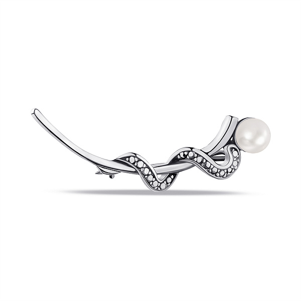 Серебряная брошь с жемчугом (арт. 7905/6140003жб) – изображение 1